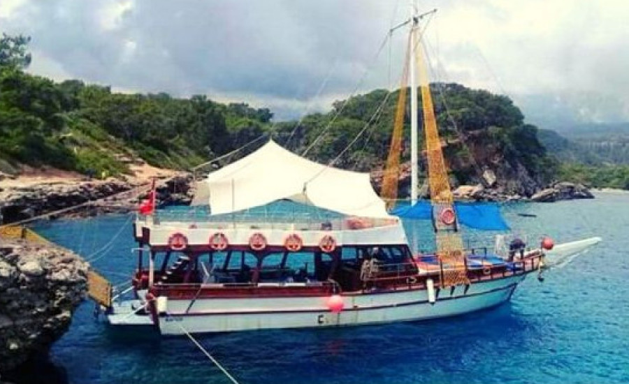 Sea fishing yacht with echo sounder, port Kemer Marina